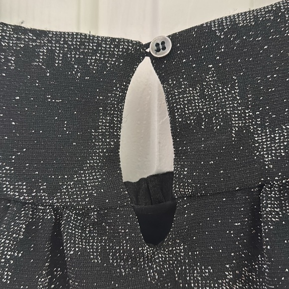 Anthropologie Stardust Galaxy Black and Silver Print Bubble Hem Top - Picture 4 of 5